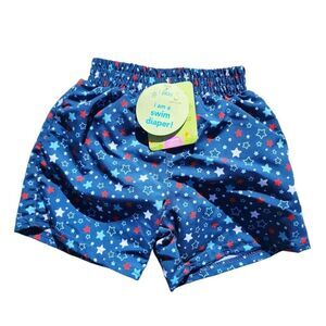 i Play Boys Swim Trunks with Built In Diaper Shorts 12 months Blue Stars NEW